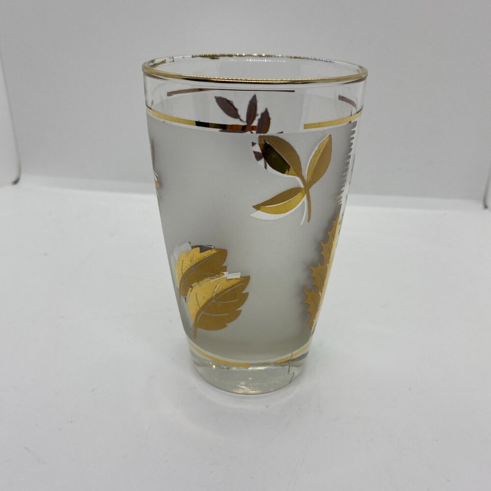 Vintage Libbey Gold Leaf Gold Trim Tumbler Glasses Set of 8